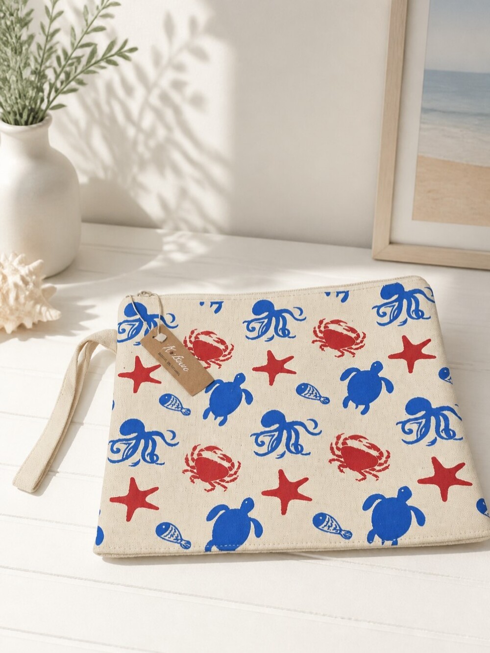 NWT Sea Animal Canvas Wet Bikini Bag